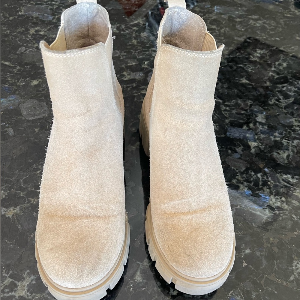 Sam Edelman Women's Beige Suede Chelsea Boots